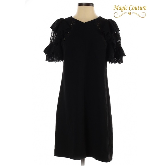 ❌SOLD❌Rebecca Taylor Black Lace Detailed Sheath Dress🖤🖤🖤 - Picture 2 of 8